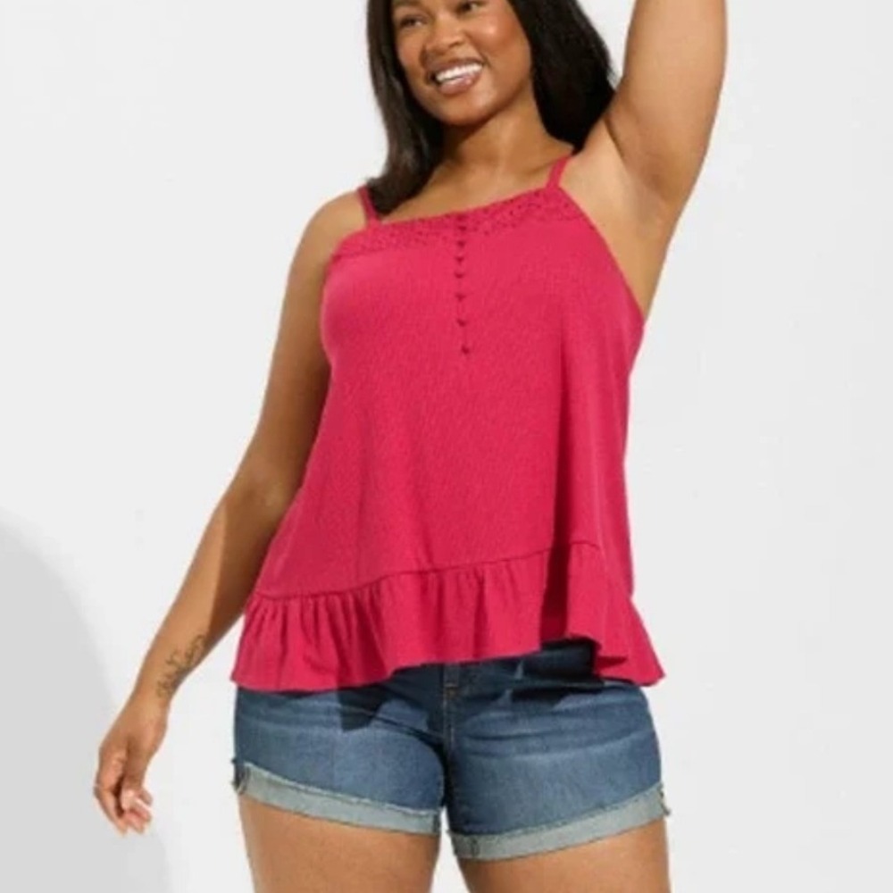 NWT Torrid Berry Wine Eyelet Lace Swing Cami Tank Top Womens 3X Boho Romantic